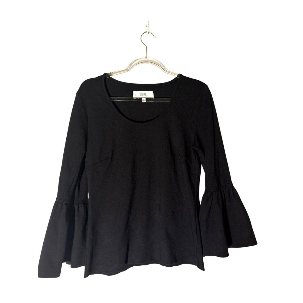 Textile Elizabeth And James Black Bell 3/4 Sleeve Scoop Neck Top Size L